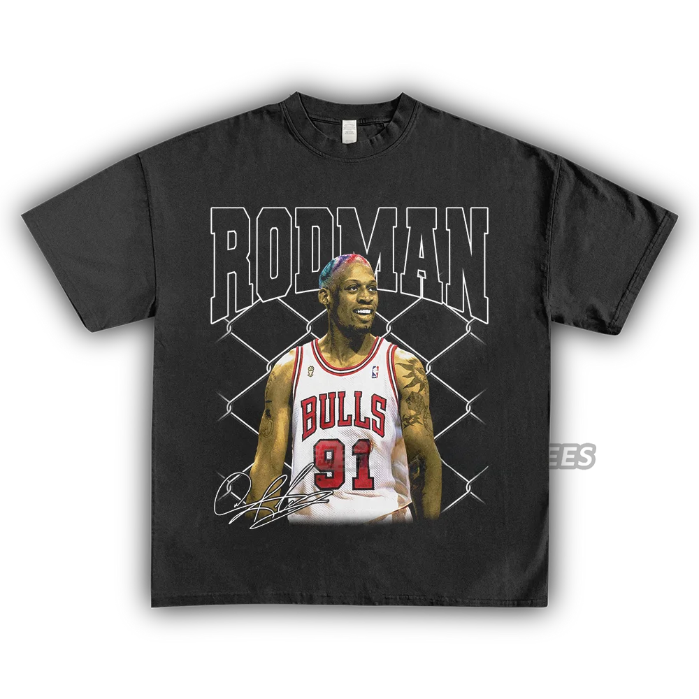 

Homage Tees Loose Fit American Star Player Print Retro Streetwear ort Sve Pure Cotton T-irt Youth Faion Summer Trend