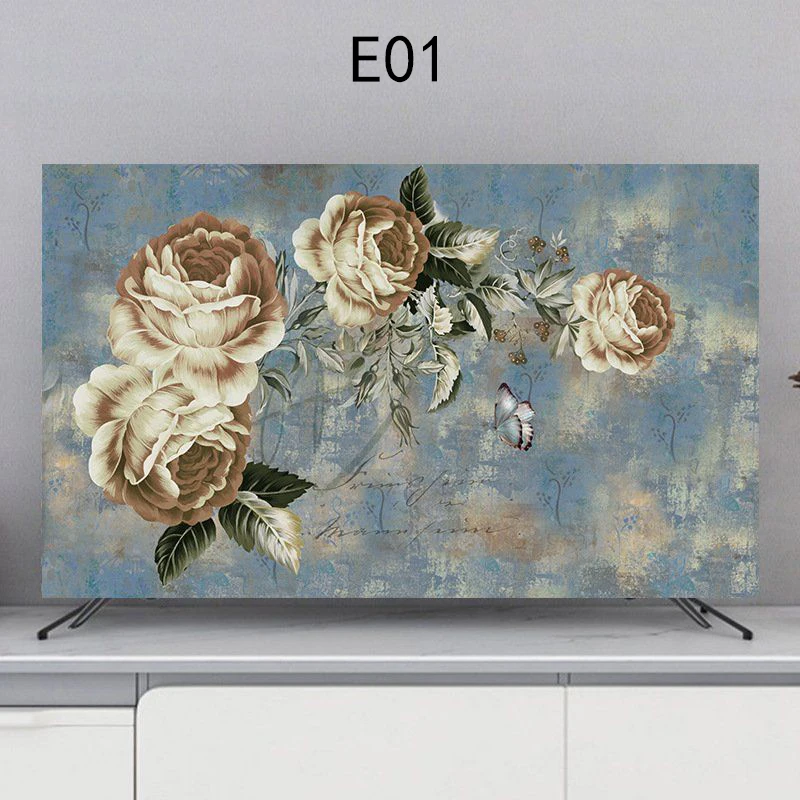  أزياء مطبوعة تمتد التلفزيون تلفاز LCD هود المنزل الحائط التلفزيون حامي الغبار واقية غطاء 32-75 بوصة الأثاث #1
