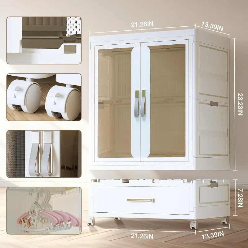 

Stackable Storage Bins with Doors, Wheels, and Hanging Rods Stackable Drawers Closet