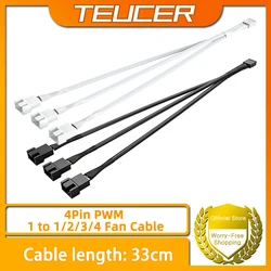 TEUCER 4-Pin Splitter Cable 4 Pin 1 to 3 Way PWM Fan Splitter Cable Sleeve Extension Braided Cable Extension Fan Connector
