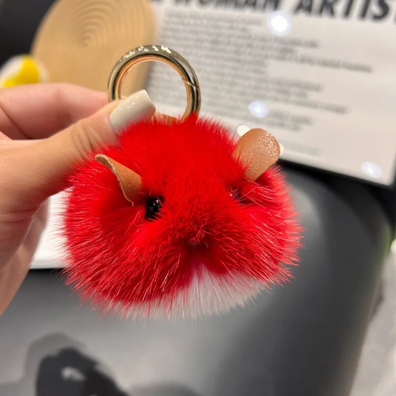 

Creative Mink Hamster Plush Coin Purse Fashion Keychains Key Chain For Bags Kawaii Mini Keyring Doll Round Cartoon Bags Pendants
