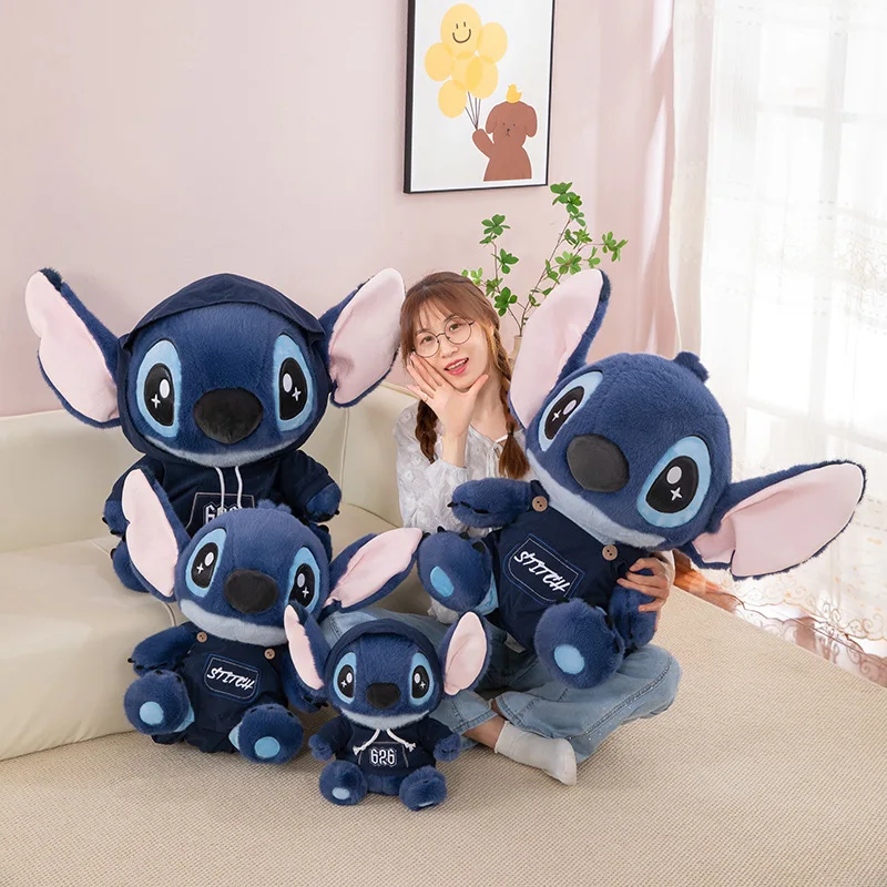 Stitch overalls plush toy cute Stitch hoodie doll birthday gift