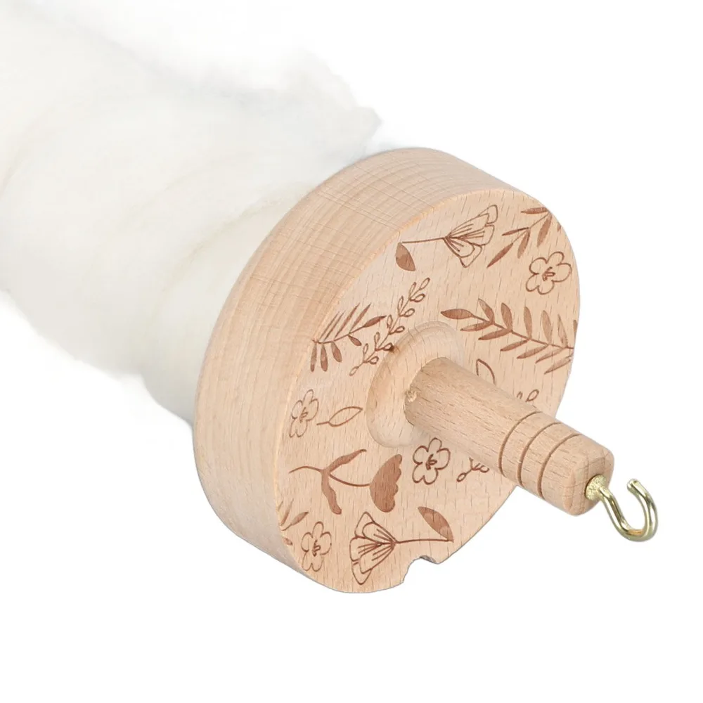 Practical Wooden Drop Spindle Hand Carved Top Whorl Yarn Spinning Kit Wool Top Kit For Sewing