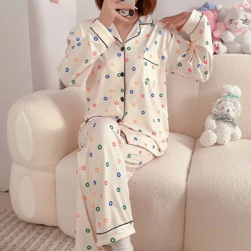 Pajama Women Spring and Autumn Book Pure Cotton Long Sleeve Net Red Ins Wind High Appearance Level Students Cute Loose Home Suit