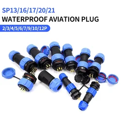 5/10/100 Sets Sp13 Sp16/SP17 Sp20/SP21 Ip68 Waterproof Aviation Plug Socket Male Female Connector Panel Mounted 2/3/4/5/6/7 Pin