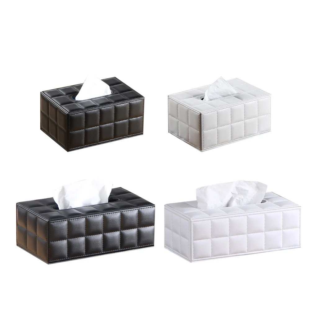 

Sturdy Pu Tissue Box For Paper Organizer Household Office Decor Storage Container White Rectangle Towel Holder Napkin