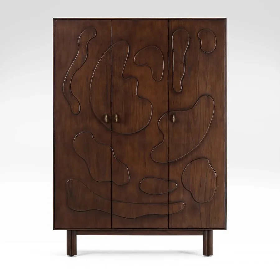 

South East Asia Vacation Wabi Sand Carving 3 Door Locker Display Cabinet Side Cabinet