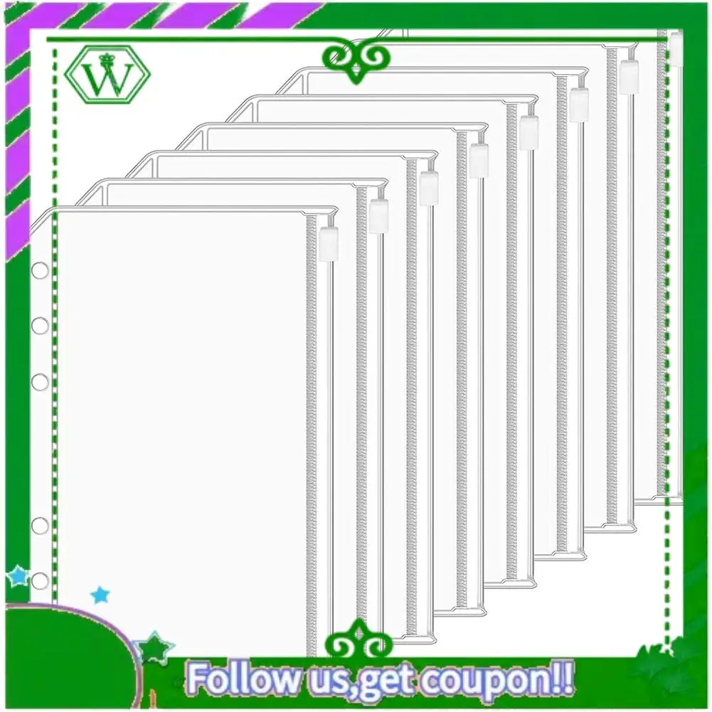 

ABIK-16 шт. карманы для папок формата А6, 6 отверстий, бюджетные конверты для денег, прозрачные папки на молнии для блокнота с бюджетом с 6 кольцами