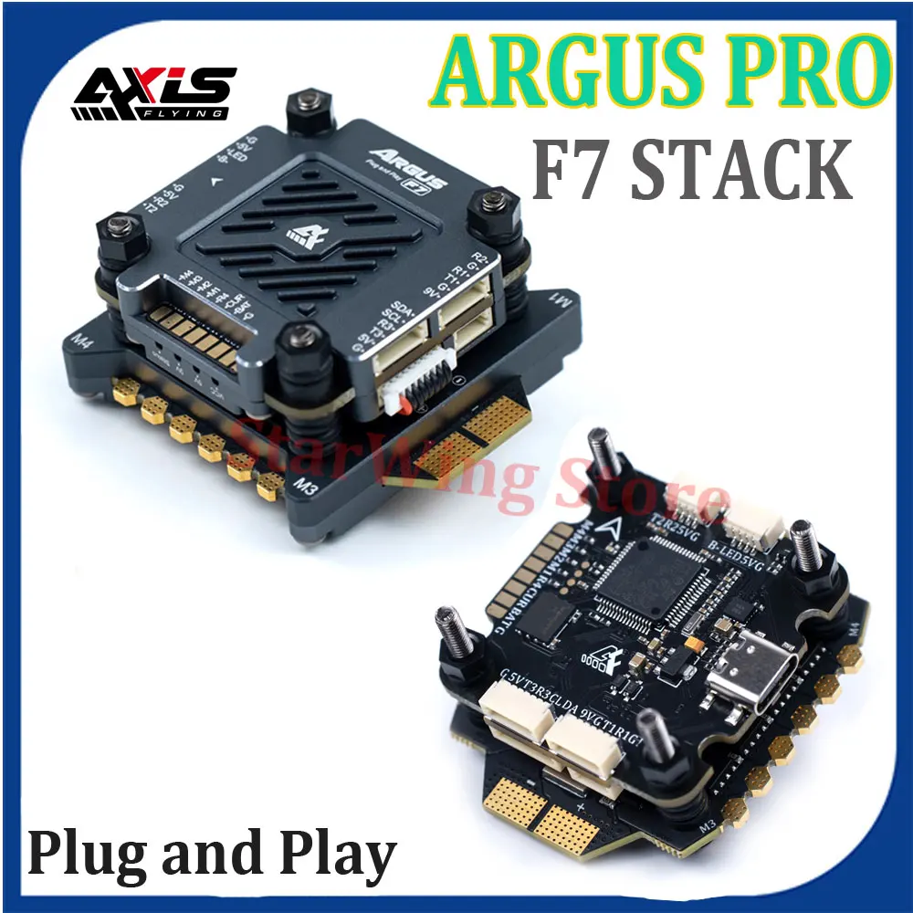 

AxisFlying Argus PRO Plug and Play STACK F722 Flight Controller 96K 55A / 65A BL32 4in1 ESC 3-6S 30X30mm for FPV Freestyle Drone