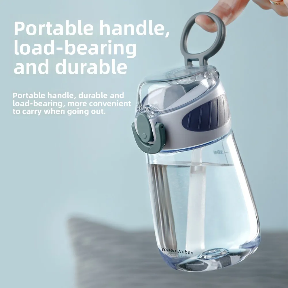 New Plastic Water Straw Cup Drop Proof with Scale Kids Sippy Cup Leak-proof Lightweight Water Bottle