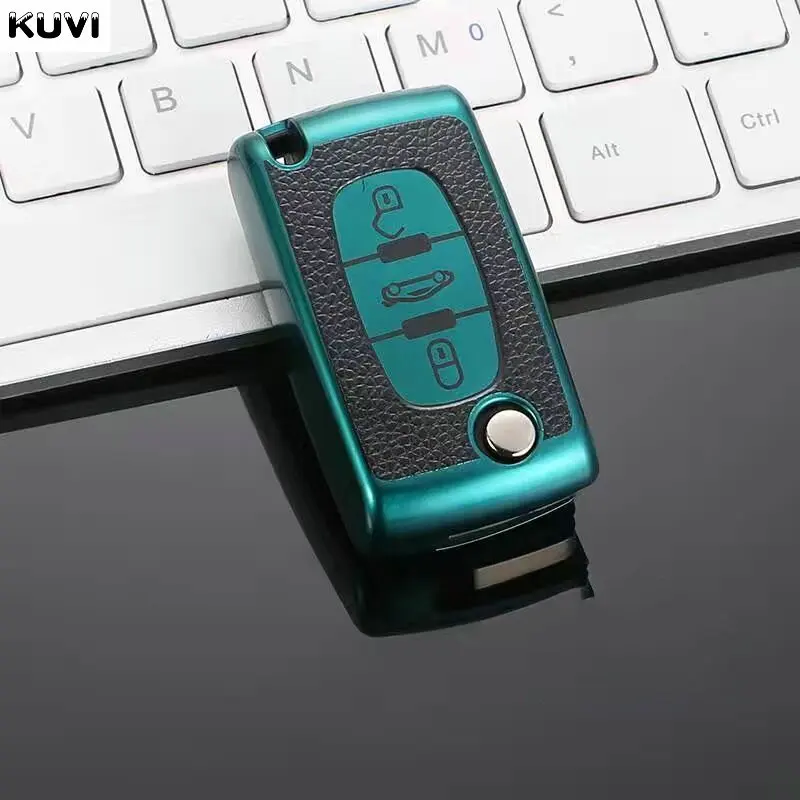 Leder TPU Auto Fernbedienung Schlüssel Fall Abdeckung Shell Fob Für Peugeot 107 207 307 308 407 607 3008 5008 Für Citroen Xsara Picasso C5 C6 C8