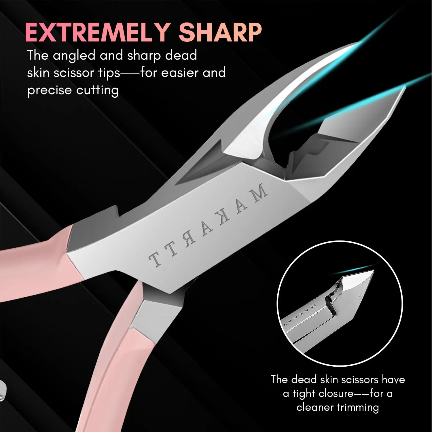 Makartt Cuticle Nippers, Pink Cuticle Trimmer Extremely Sharp Full Jaw Cuticle Cutter Nail Care for Manicure Home Salon Use