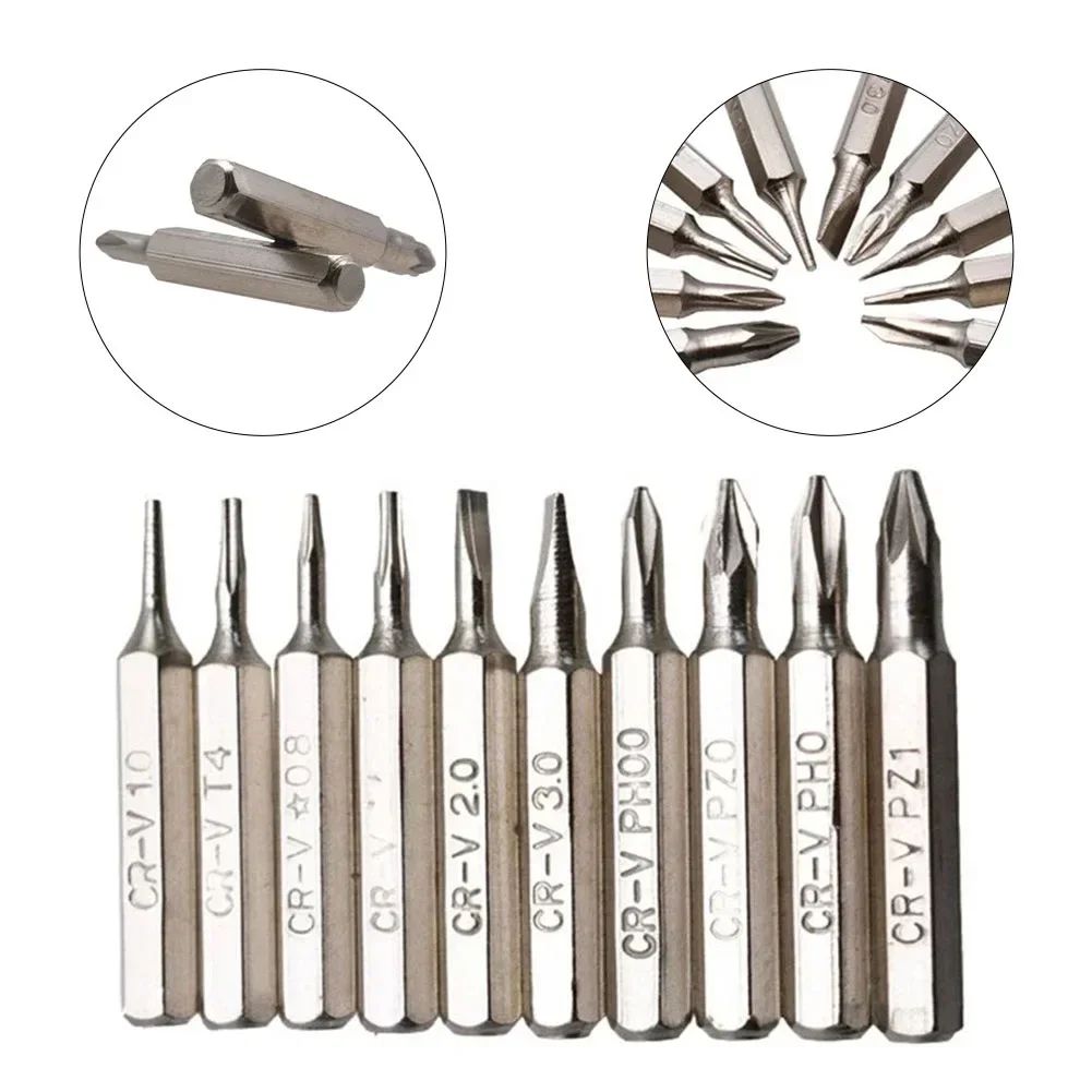 10pcs Screwdriver Bits 4mm Shank 28mm Torx Slotted Cross Head PH00/PH0/PZ1/PZ0/SL3/SL2/SL1/T5/T4 Driver Bit Manual Tool Parts