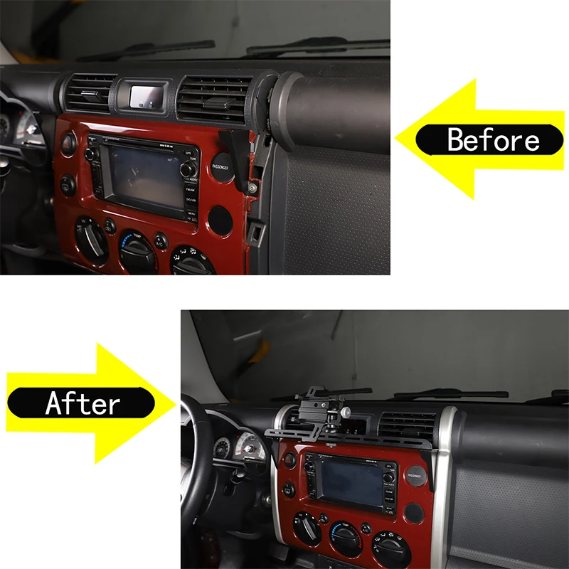 For Toyota FJ Cruiser 2007-2021 Aluminum alloy Car Central Control Instrument Panel Phone Holder Car Accessories NEW