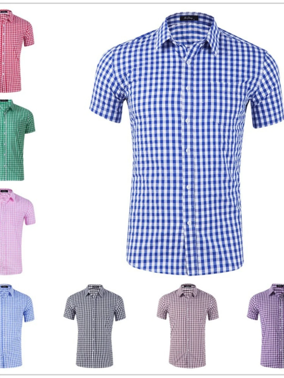 

Slim Fit Plaid ort Sve irt Men's Cheered Turn-down Collar Summer Faion Youthful Sle Versatile Ocn irt