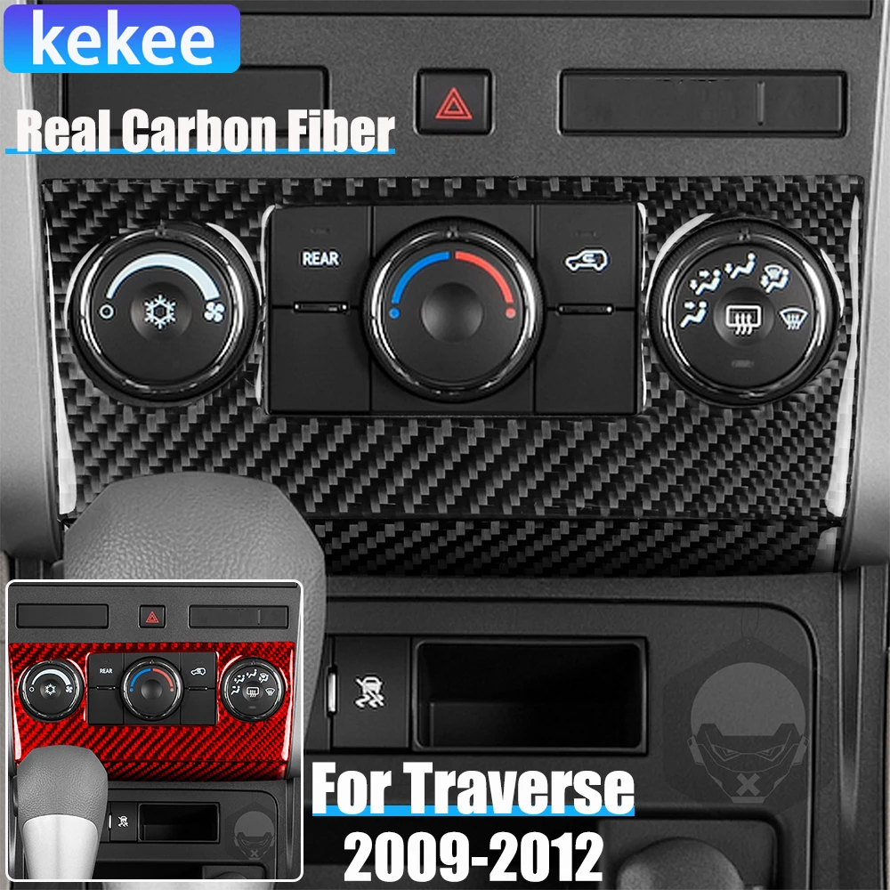 

Real Carbon Fiber Car Accessories Climate Adjustment Frame Trim Cover Soft Sticker For Chevrolet Traverse 2009 2010 2011 2012