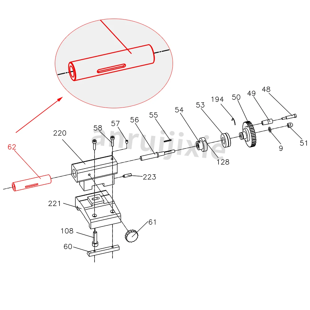 Tailstock Quill SIEG C1-062&M1-062&Grizzly M1015&Compact 7&G0937&SOGI M1-150& MS-1 Tailstock Sleeve Mini Lathe Accessories