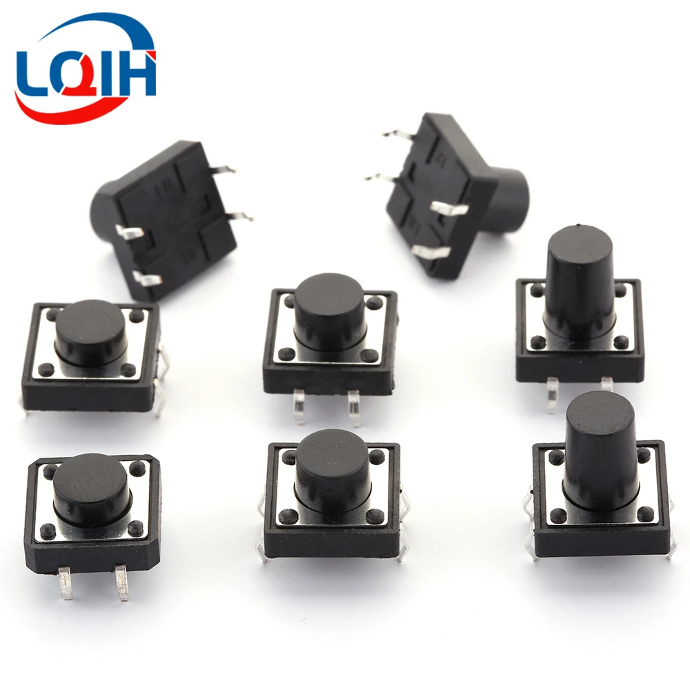 20PCS 12*12*4.3 5 5.5 6 7 8 9 10 11 12 13 15MM Tact Push Button Switch 12V Copper 4PIN DIP Micro Switch TV Toys Home Use Button