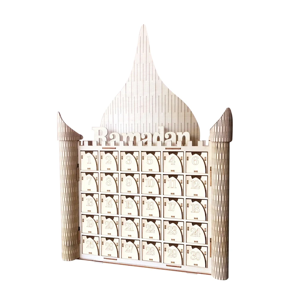 

DIY Wooden Box Countdown Decoration Gift Muslim Ornaments Ramadan Ramadan Wooden Drawer Drawer Festival Storage