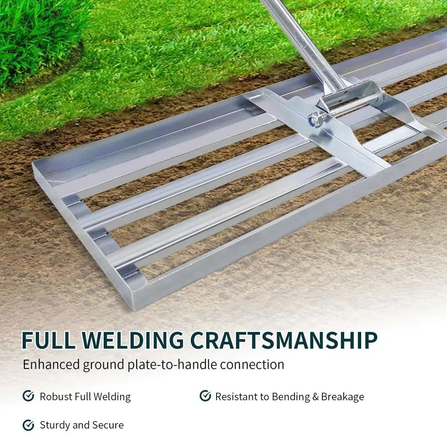 أداة تسوية العشب مقاس 30 × 10 بوصة، أداة تسوية العشب الاحترافية، مقابض للمروج، مشط المناظر الطبيعية شديد التحمل للفناء الخلفي، Ga