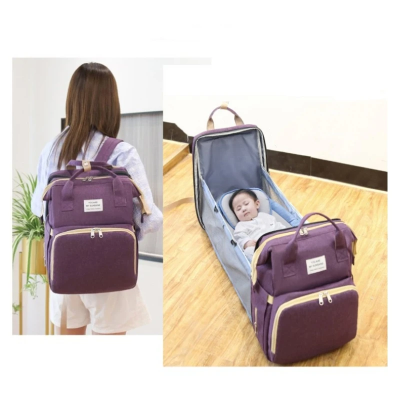 Waterproof Travel Bag Multipurpose Storage Bag with Baby Bed Diaper Bags Mummy Bag Moms Backpack Travel Baby Supplies Organizer