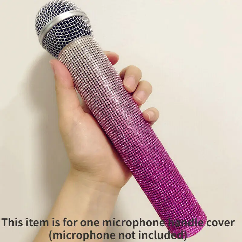 Rhinestone Bling Microphone Handle Cover Mic Sleeve Protector Accessories Wireless Microphone Cover Singer Hosts Wedding KTV