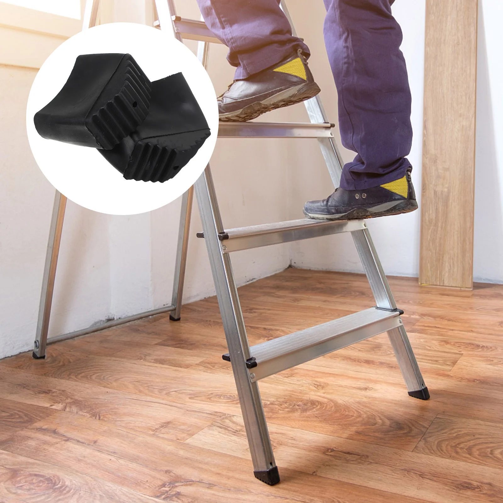 4 Pcs Telescopic Ladder Feet Anti-skid Cover Household Multi-function Cushion Chair Legs Black Foot Accessory Protective Pad