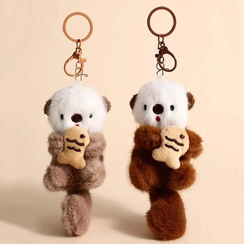 Animali bambola cartone animato lontra portachiavi decorazioni morbido farcito peluche borsa ciondolo borsa chiavi appese accessori portachiavi oter