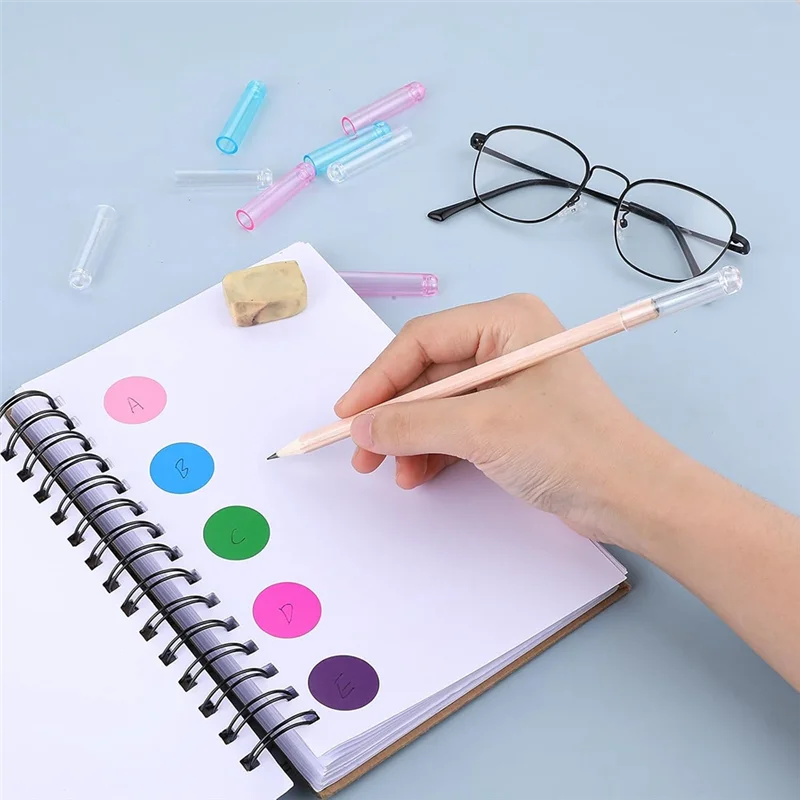 AED5-18 Pcs Pencil Tip Protector Cover, Plastic Pencil Caps,Colorful Pencil Toppers For Wooden Pencils Pencil Extender Holder
