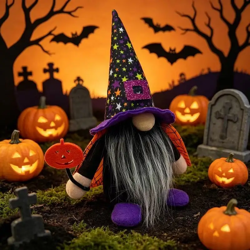 Halloween Gnome Plush Doll Faceless Dwarf Ornament Soft Stuffed Toy Home Table Party Decor Holiday Gift