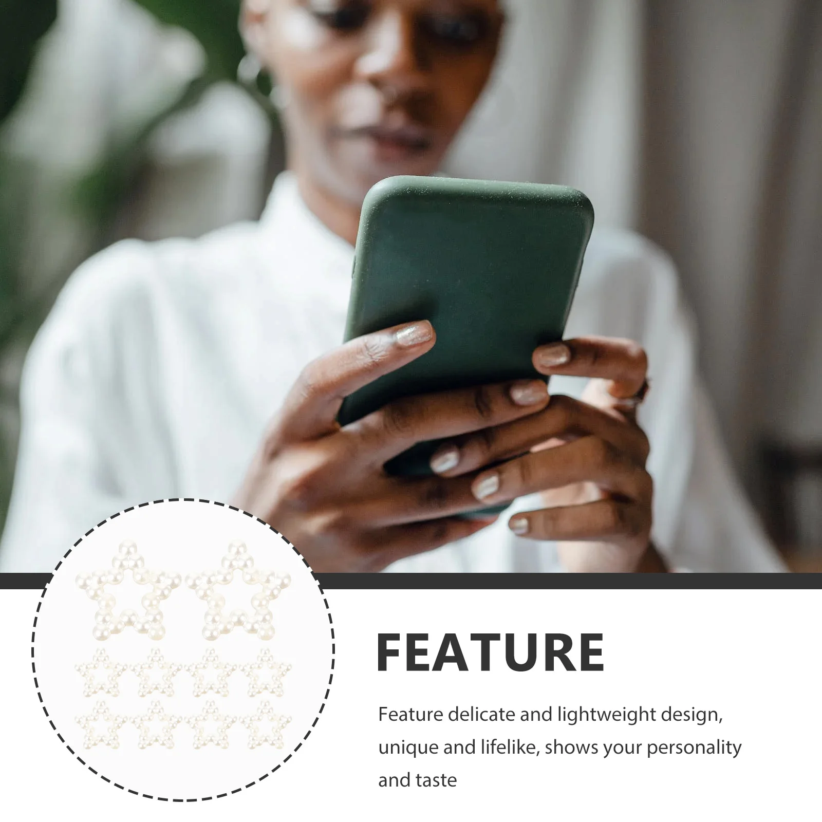 

200Pcs Mini Beaded Five- Ornaments Lightweight DIY Plastic Charms for Nail Art Phone Case Decor Charms