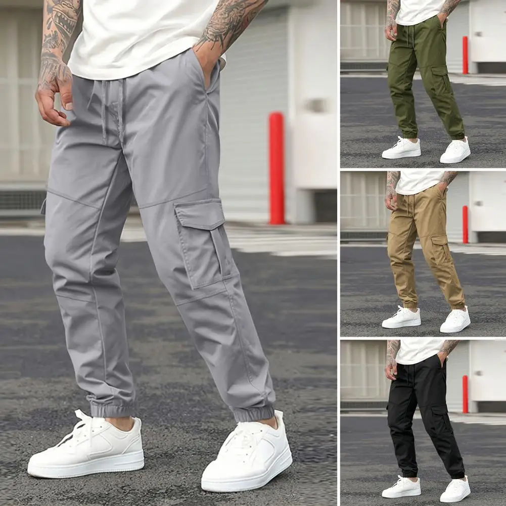 

﻿ 2025 New Men's Fashion Solid Color Pants Drawstring Casual Harem Trouser Loose Wide Leg Pant Trousers M-3XL Summer Running