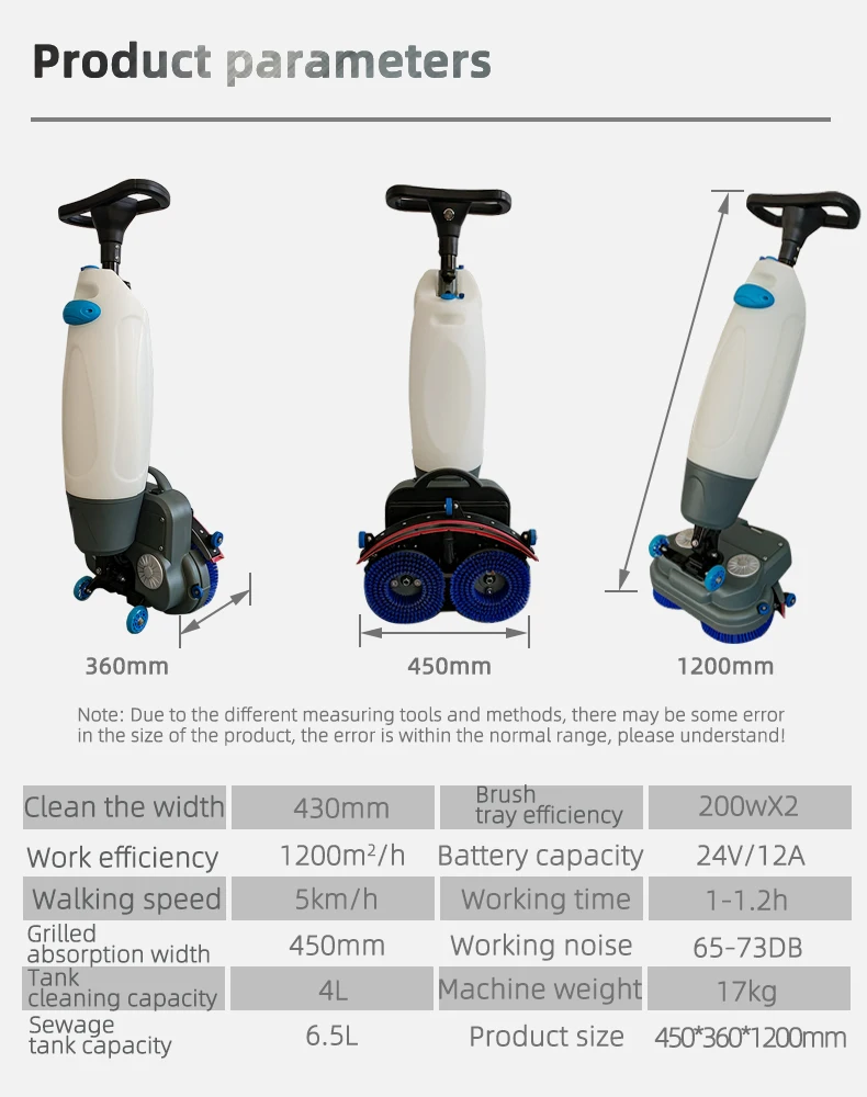 Walk Behind Industrial Floor Sweeper and Electric Floor Scrubber Machine Wireless Cold Water Cleaning