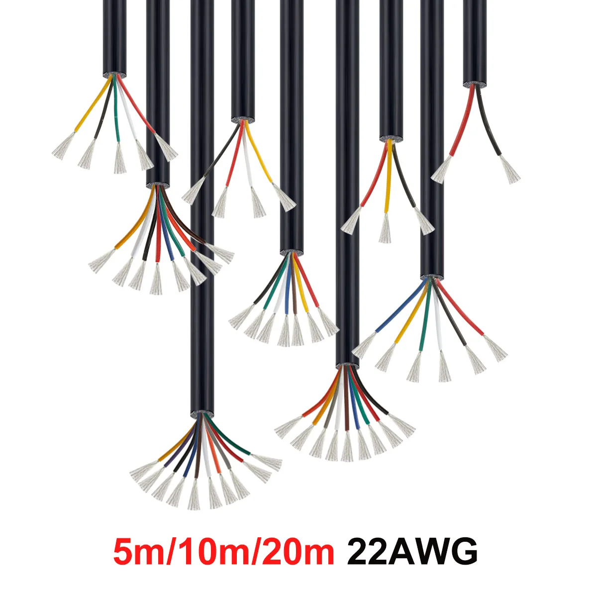 Cabo de áudio de alto-falante 22awg 2 3 4 5 6 7 8 9 10 condutor cabo de extensão led 12v fio automotivo para lâmpadas de barra de luz externa de carro