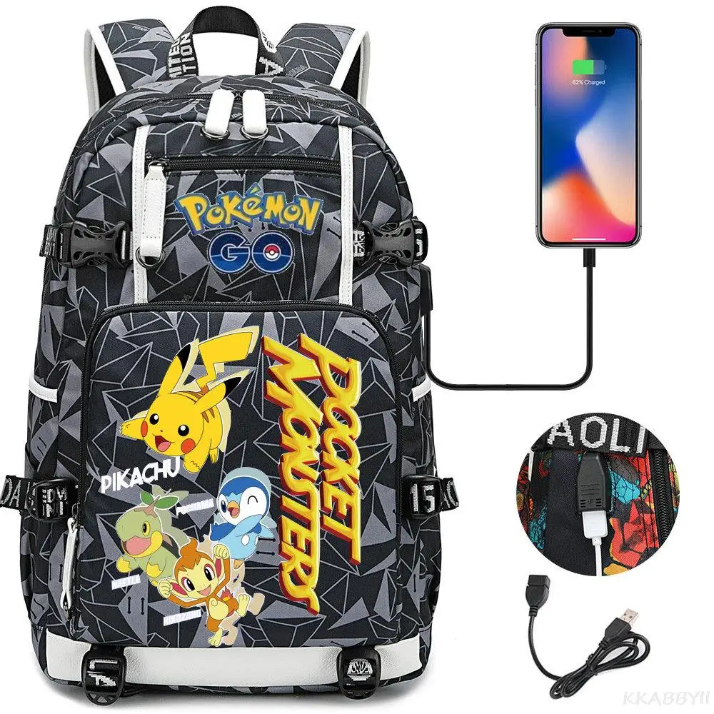 POKEMON Pikachu Backpack Women Men Large Waterproof School Bags Travel Bussiness Laptop Mochila Infantil