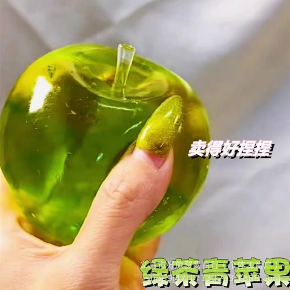 Grüner Apfel, blauer Maltose, Squishy-Spielzeug, Anti-Stress, sensorisches Zappelspielzeug, weiches, simuliertes, transparentes, langsames Rückprall-Dekompressionsspielzeug
