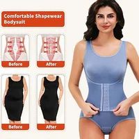 New Bodysuit Shapewear with Zipper Belt Women Tummy Control Fajas Body Shaper Waist Trainer Slimming Cincher Corset Tops 5