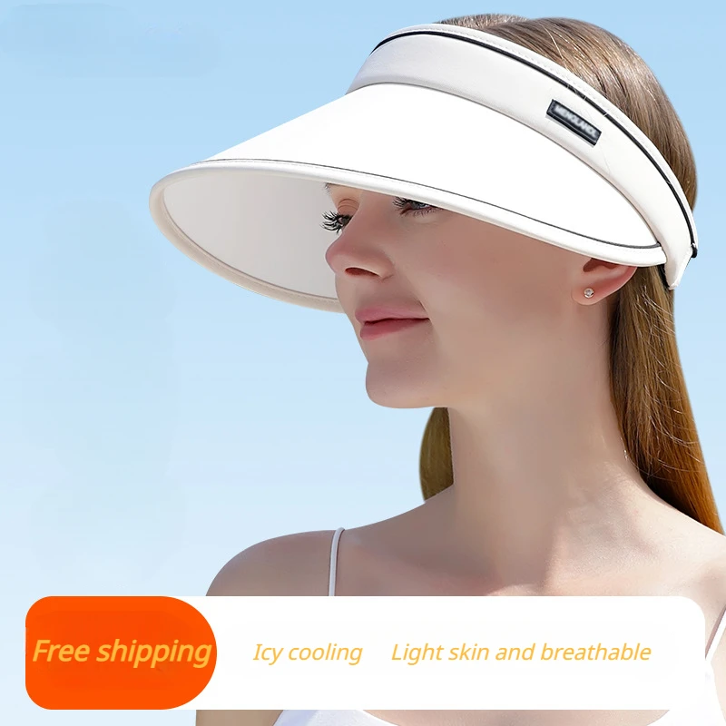 Free Shipping Female Sun Hat Summer Outdoor Riding Cover Face Sun Hat Anti-UV Large Brim Empty Top Hat Sunshade