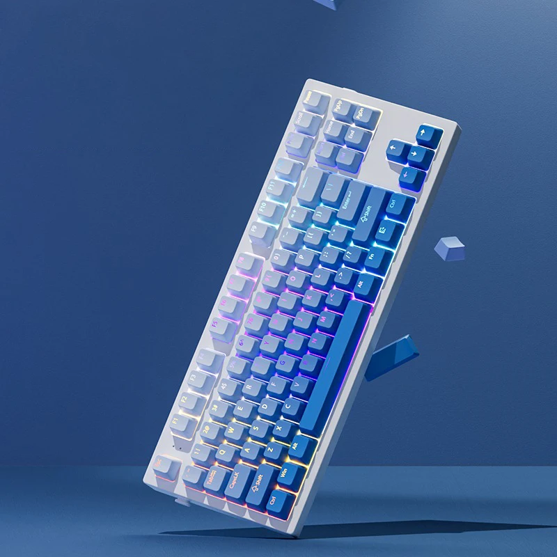 White BlueGradient backlit RGB Gamer Keycaps For Mx Switch Mechanical Keyboard OEM Profile PBT Keycap ISO Layout Key caps DIY