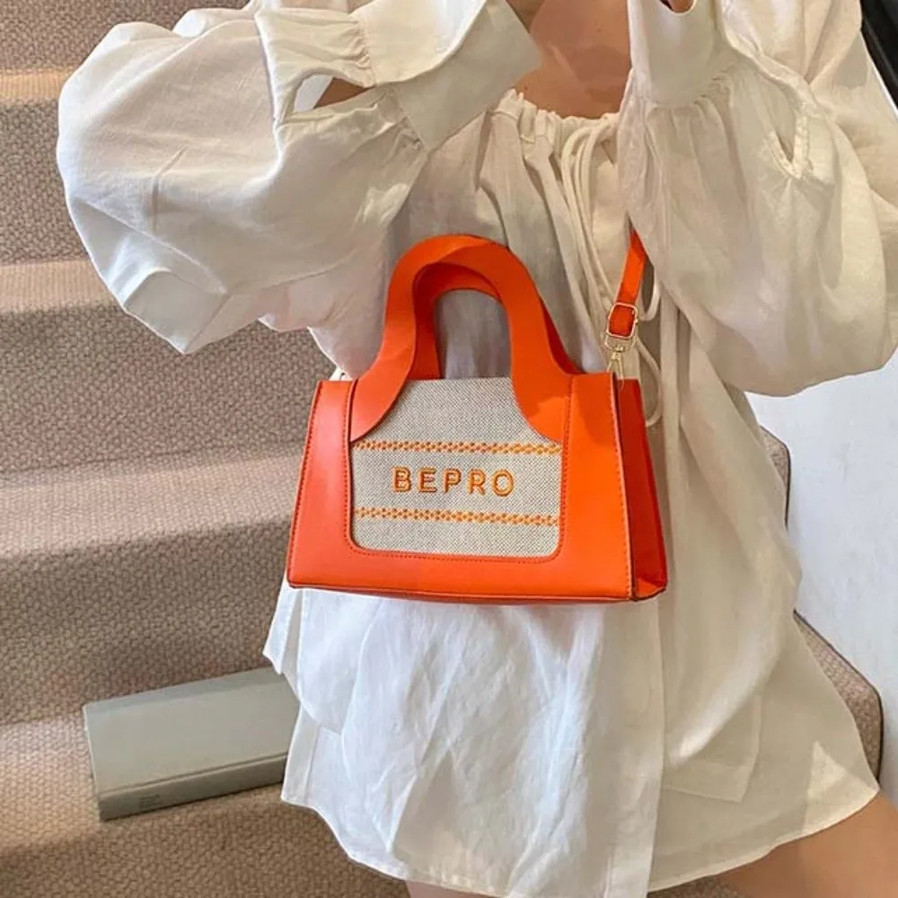 Large Capacity PU Square Bag Anti-splash Water Lightweight Contrast Color Handbag Dopamine Color Crossbody Pouch