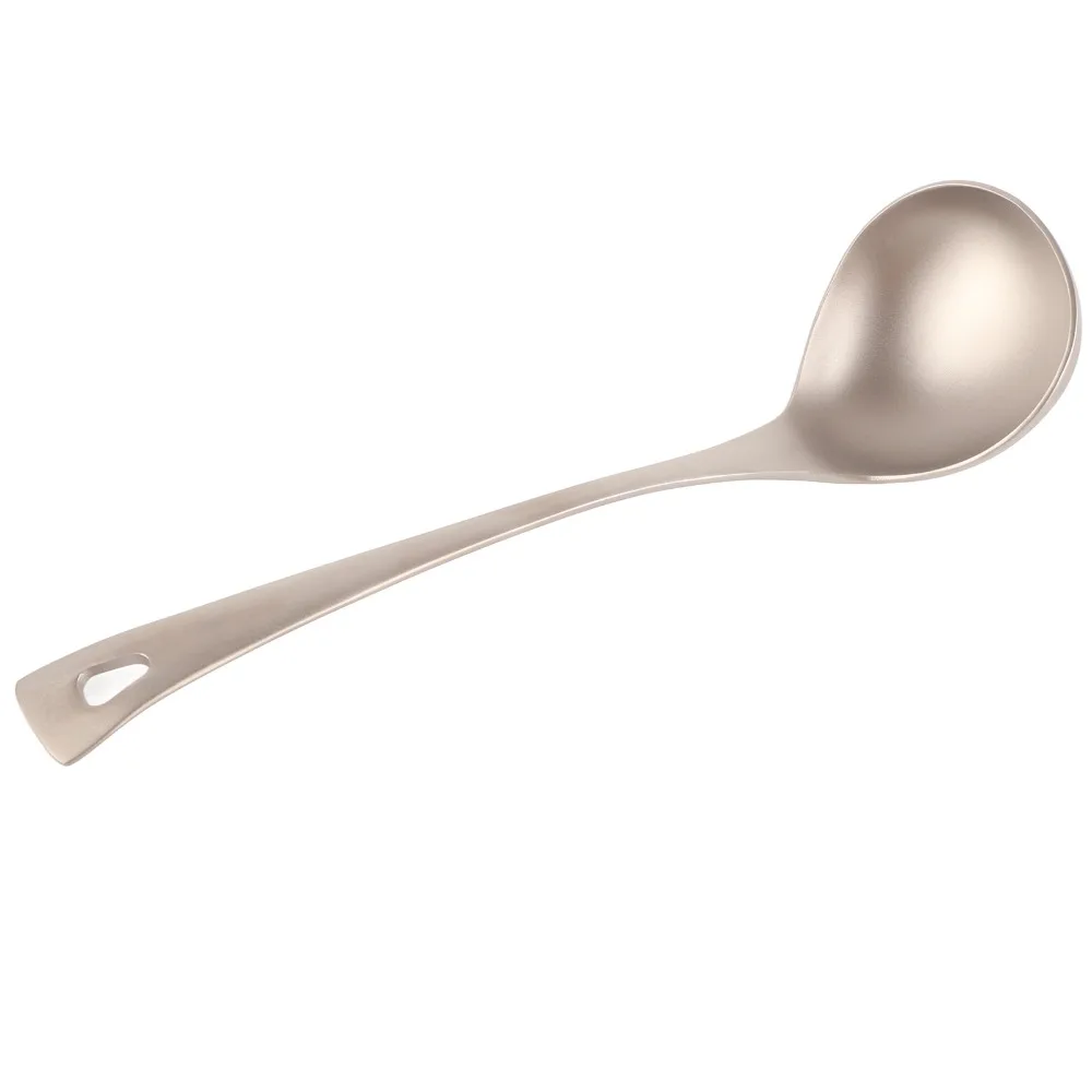 

Durable Titanium Long Handle Spoon Lightweight Thickened Soup Spoon Soup Ladle Travel