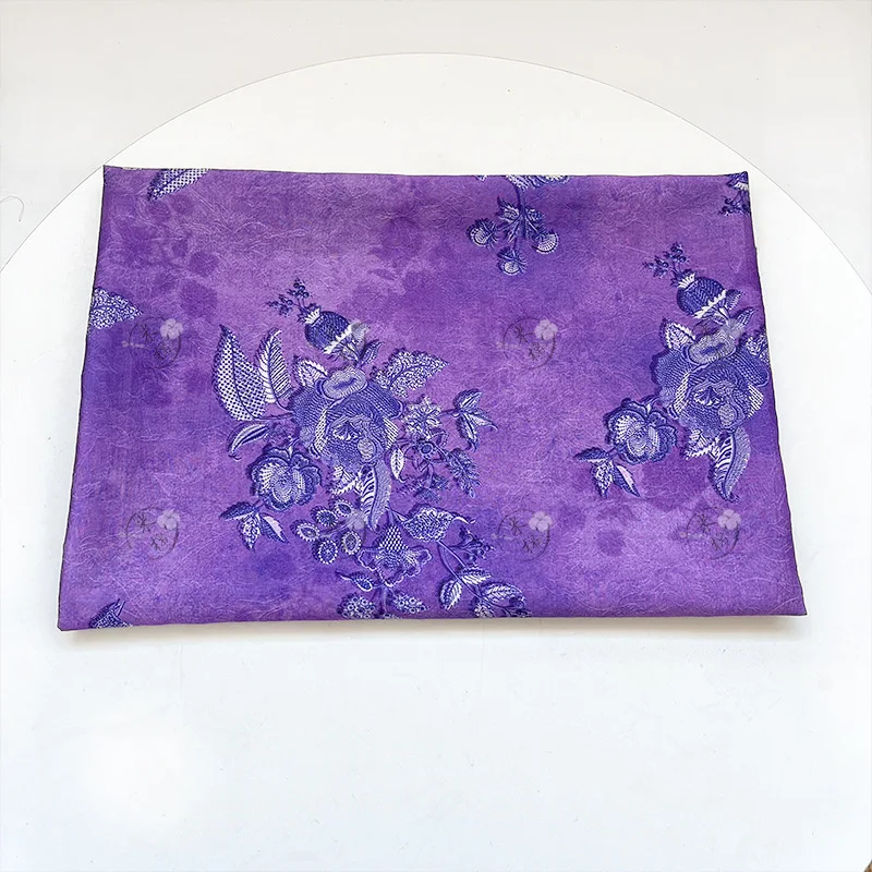 

1 ярд, новая парча, хлопчатобумажная ткань для одежды, фиолетовый туман, синий цветок, ткань с цифровой печатью, платье, рубашка, шитье