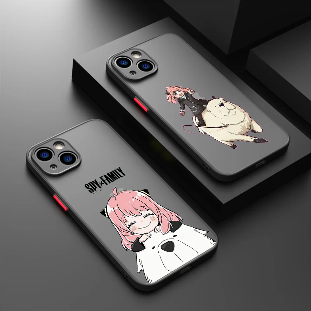 Luxury Anime Spy Girl Family Frosted Translucent Phone case For iPhone 15 14 13 12 11 Pro Max XS Max SE X XR 7 8 Plus 6S Cover