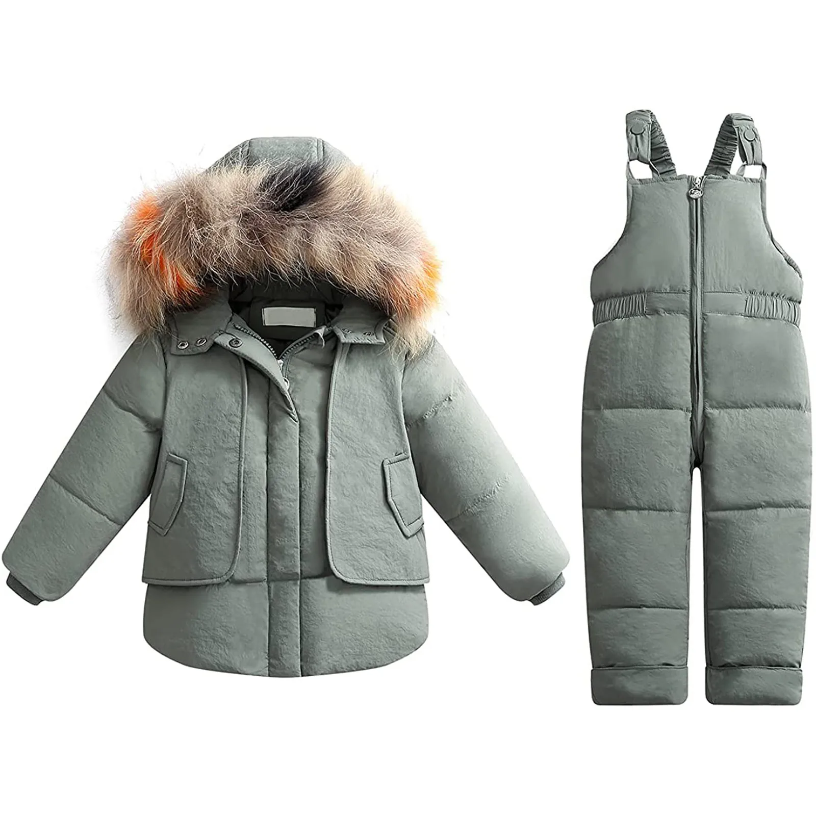 

Children Down Suit Winter And Autumn Warm Boy Jacket Natural Fur Collar Baby Girls Snowsuit Coat Kids Parkas Outwear 1-5 Years