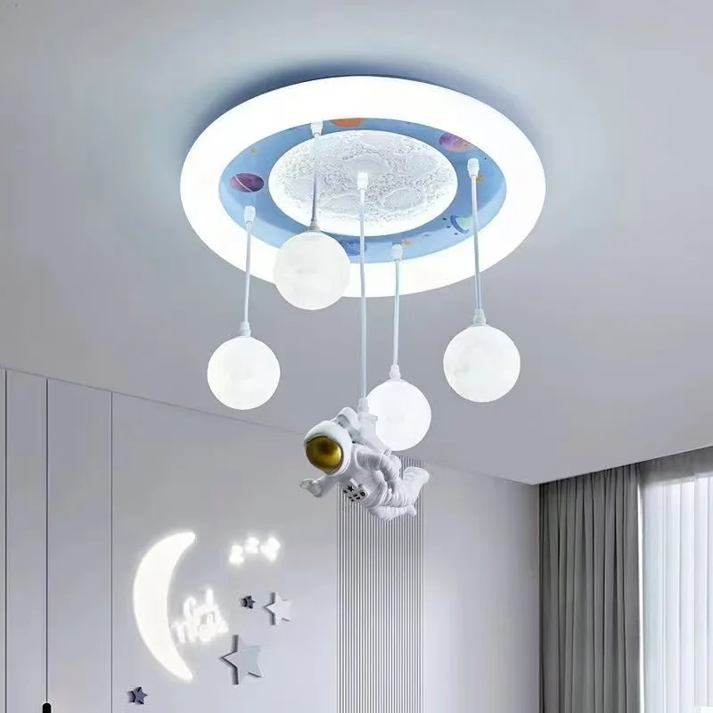 

SANDYHA Nordic Bedroom Ceiling Led Lamp Astronaut Lunar Luminaire Suspension Design Children's Living Room Lights Decor Lighting