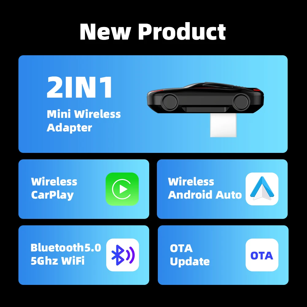 EKIY 2w1 Bezprzewodowy klucz CarPlay Bezprzewodowy adapter Android Auto AI Smart Box Samochodowe inteligentne systemy do samochodu z przewodowym CarPlay — zdjęcie 7