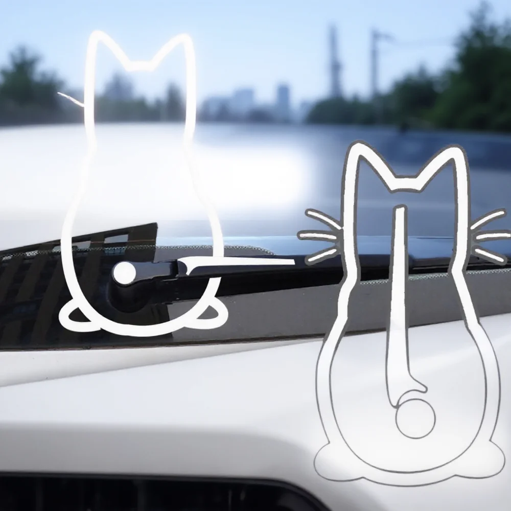 Funny Cat Tail Car Sticker Reflective Animal Window Wiper Decals Rear Windshield Notebook Decoration