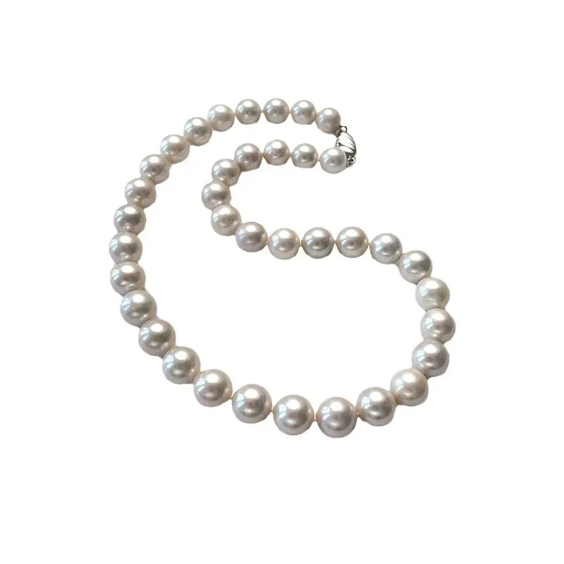 

Классическое ожерелье из натурального белого морского жемчуга 9-10 мм, изысканные модные ювелирные изделия, подарок для женщин и девочек, серебро 925 пробы