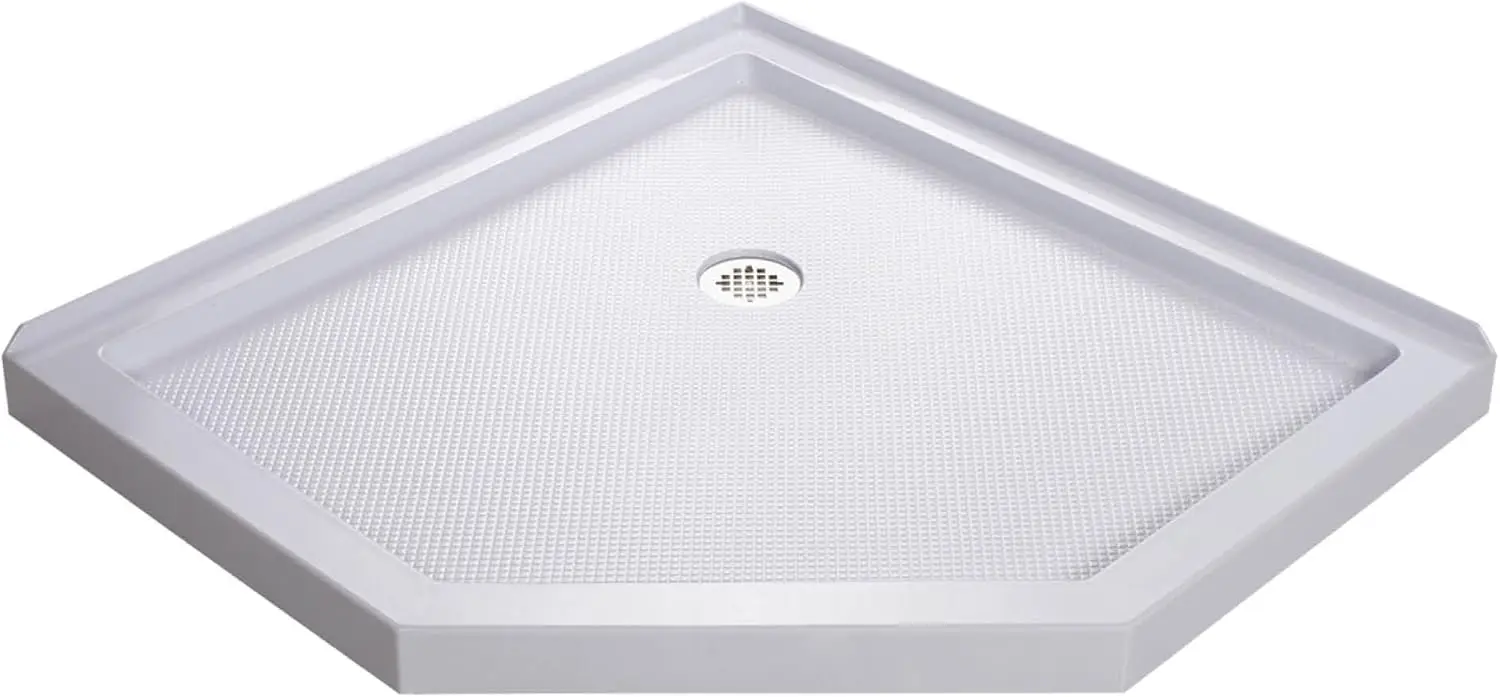 

DreamLine SlimLine 42 in. D x 42 in. W x 2 3/4 in. H Corner Drain Neo-Angle Shower Base in White, DLT-2042420