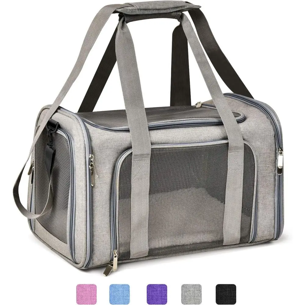 

Large Cat Carriers for Dogs and Cats up to 25Lbs, Big Dog Carrier, Travel Puppy Carrier - Large - Grey